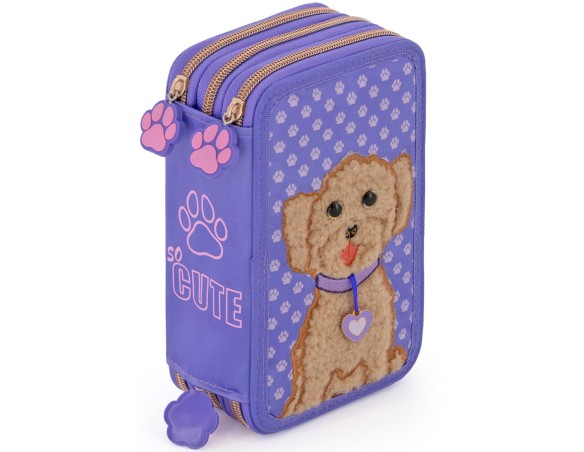 Julian Ross Barboncino Toy - Astuccio 3 Scomparti, 45 pezzi, 2 Penne Gel Cancellabili, Pastelli 4.0. Pennarelli Giotto cane