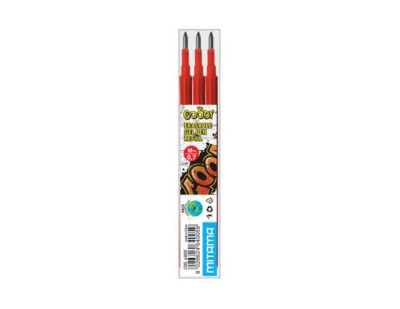 Mitama | refill per penna cancellabile goody 3 pezzi rossa rosso