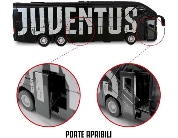 Juventus | Mondo Motors - Pullman Juventus F.C. modellino giocattolo - Bus con retrocarica frizione pull back - Colore Bianco N