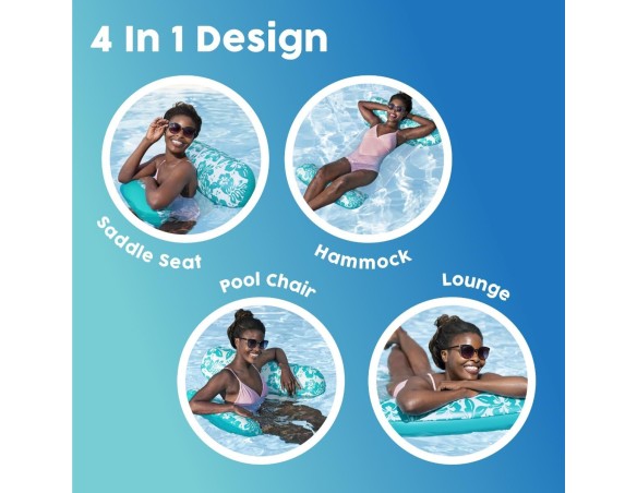 Amaca Bestway 4-in-1 Water Hammock, Luxury Inflatable Pool Hammock, Multi-purpose Pool Float
