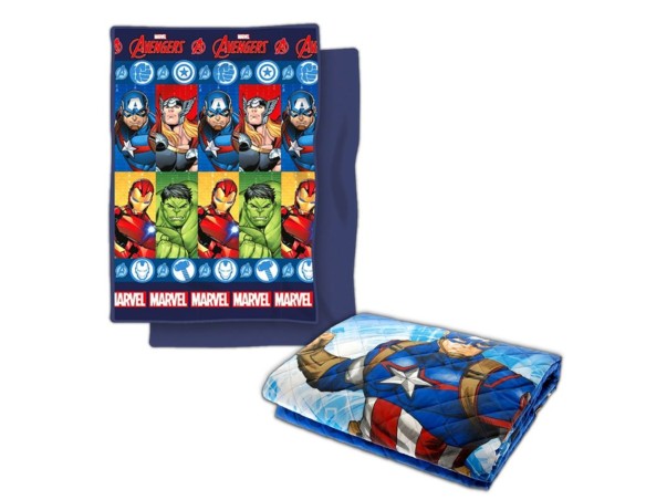Avengers | Trapunta Avengers copriletto trapuntato trapuntina  singolo primavera/autunno blu in tessuto - Disney Home 170x250cm