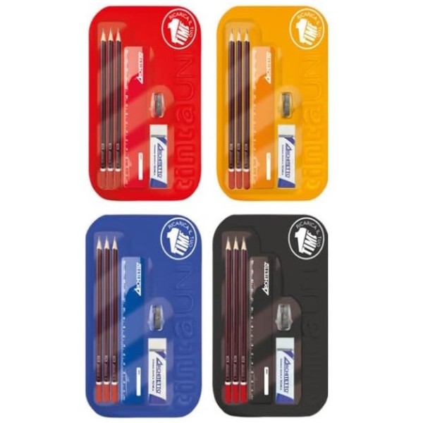 Kit ricarica astuccio 3 matite + gomma +...