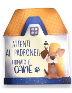 Magnete Targa Attenti al Padrone ! Firmato il cane - 8 cm