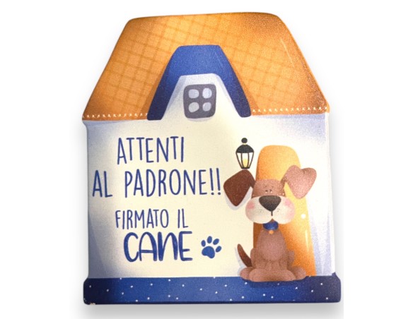 Magnete Targa Attenti al Padrone ! Firmato il cane - 8 cm