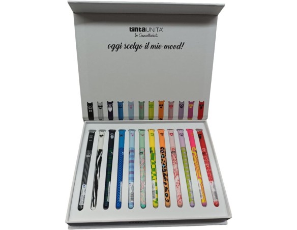 Box Penne Cancellabili Fashion confezione regalo da 12 pezzi TINTA UNITA