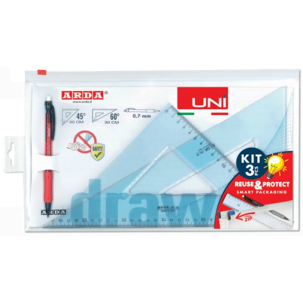 SMART PACK COPPIA SQUADRE DISEGNO CM.30 45° +...