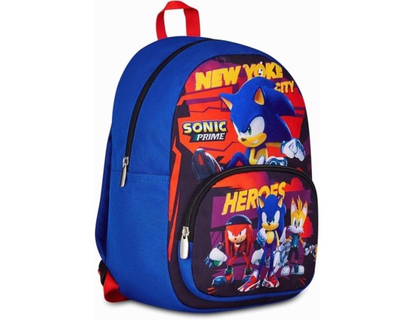 Sonic | Seven Zaino Asilo Small Sonic Denim, Zaino Mono Scomparto con Tasca per Borraccia e Tasca Frontale, Capienza 14 Litri, 