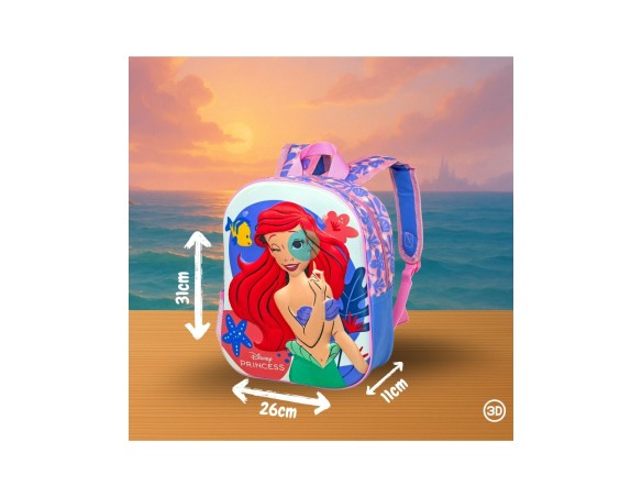 Disney Ariel La sirenetta - Zaino Zainetto 3D 31cm per l'asilo o il tempo libero ariel principesse