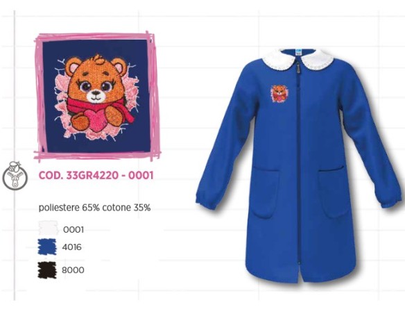 GREMBIULE SIGGI SCUOLA ELEMENTARE CERNIERA FEMMINUCCIA DALLA 6 ALLA 15 BLU bambina 4220