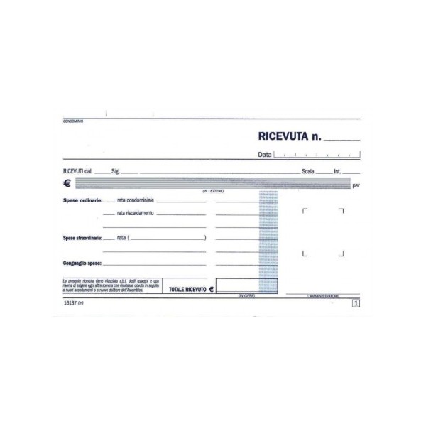 RICEVUTE DI CONDOMINIO DUPLICE COPIA E 5540 C
