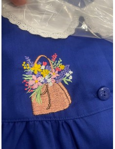 Grembiule con BOTTONE scuola elementare blu bambina Siggi... 2