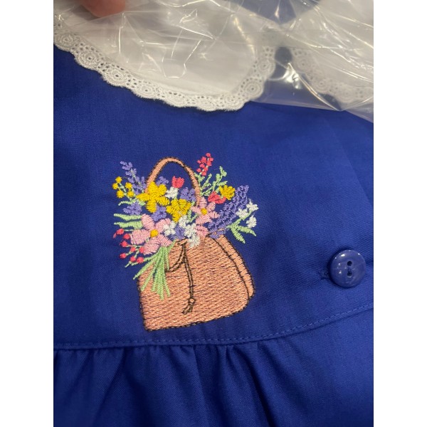 Grembiule con BOTTONE scuola elementare blu...