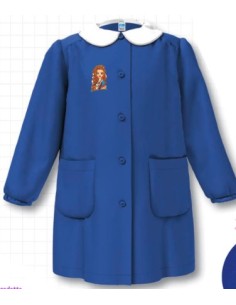 Grembiule con BOTTONE scuola elementare blu bambina Siggi...