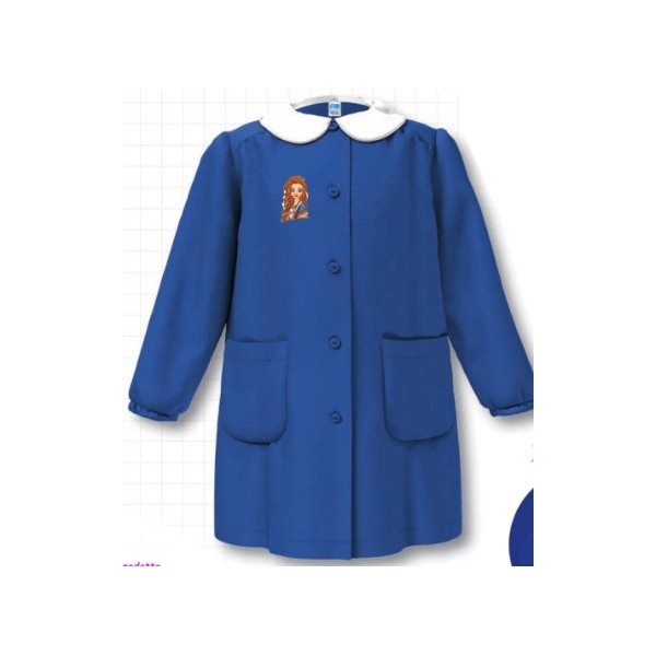 Grembiule con BOTTONE scuola elementare blu...