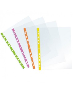 BUSTA TRASPARENTE A FORATURA UNIVERSALE COLORE FLUO 22X30...