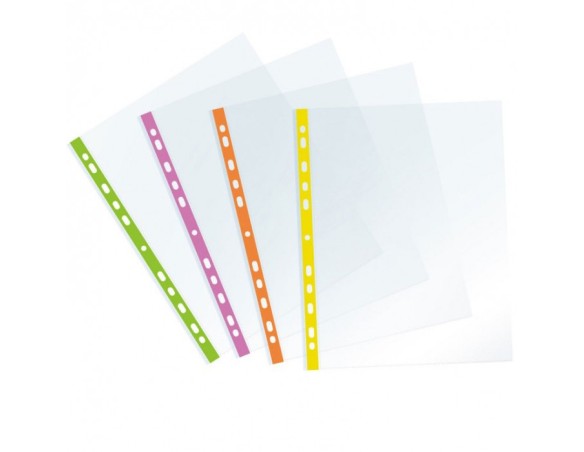 BUSTA TRASPARENTE A FORATURA UNIVERSALE COLORE FLUO 22X30 150 MICRON LUCIDA SUPERIOR CONF.10 PZ. FAVORIT
