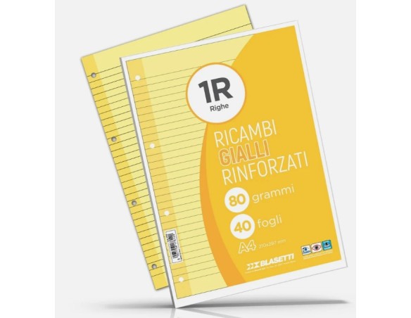 RICAMBI RINFORZATI 1 rigo GIALLO blasetti da 40 fogli