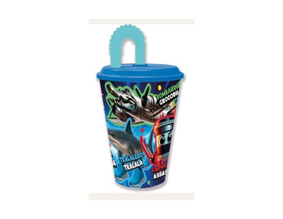 Italian Brainrot | Bicchiere Con Cannuccia Plastica italian Brainrot 430ml