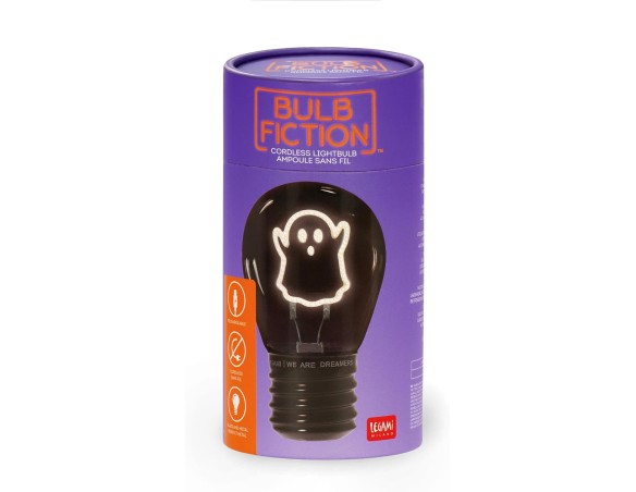 Legami - Lampada da Tavolo a forma di Lampadina, Bulb Fiction, Halloween 2025, Ricaricabile con Cavo USB, Senza Fili, Tema Fant