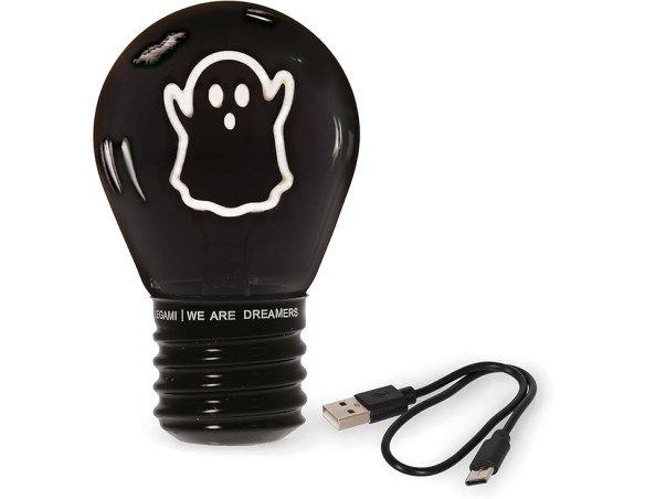 Legami - Lampada da Tavolo a forma di Lampadina, Bulb Fiction, Halloween 2025, Ricaricabile con Cavo USB, Senza Fili, Tema Fant