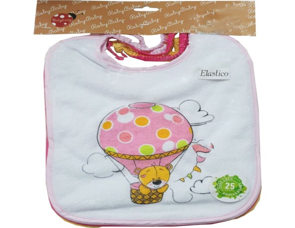 6 BAVETTE GRANDI IN DOPPIA SPUGNA CON ELASTICO ROBY BABY BB009