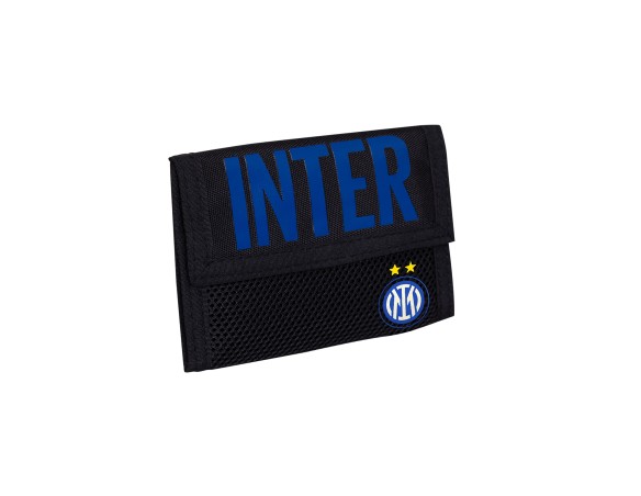 Inter | Seven Inter Portafoglio Con Pratica Chiusura In Velcro, Nero e Blu, Scomparti Per Tessere, Contanti e Monete, Accessori