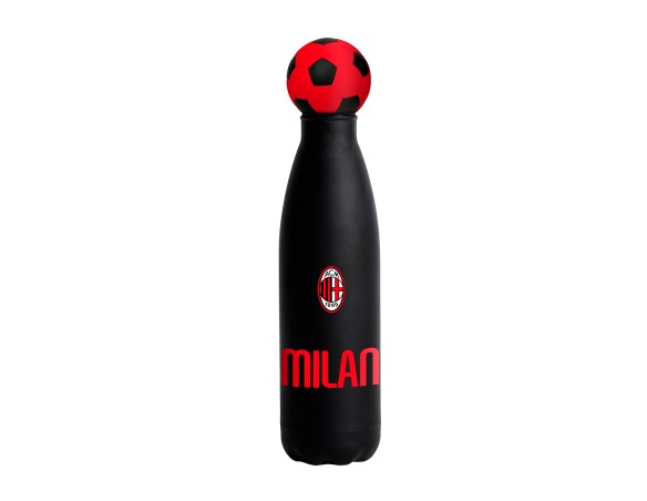 Milan | Seven Borraccia Milan Termica Calcio, Rosso Nero Termica in Acciaio Inox NO BPA Interno Esterno, Mantenimento Temperatu