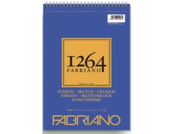 Blocco Disegno Fabriano 1264 spiralato schizzi 90gr 60ff 15x21 naturale