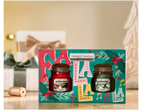 Yankee Candle | Giare piccole due pezzi in gift box natale carta da regalo pino - delizia alla cannella wrapping papper pine - 