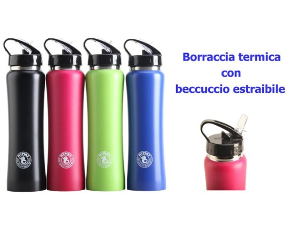 Borraccia Termica Sport Colori Assortiti Acciaio termica beccuccio estraibile