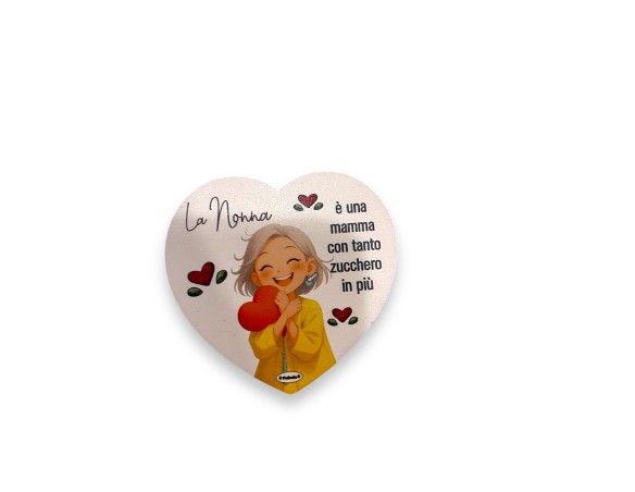 Magnete Cuore calamita nonno nonna nonni In Legno Naturale 7 CM  SPESSORE 4mm festa dei nonni