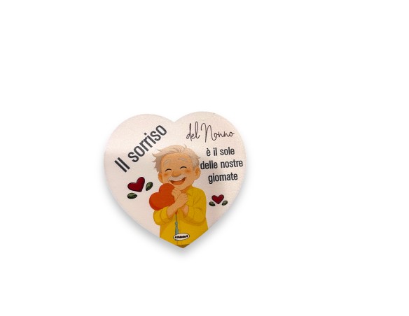 Magnete Cuore calamita nonno nonna nonni In Legno Naturale 7 CM  SPESSORE 4mm festa dei nonni