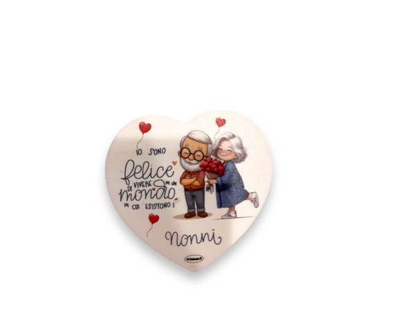 Magnete Cuore calamita nonno nonna nonni In Legno Naturale 7 CM  SPESSORE 4mm festa dei nonni