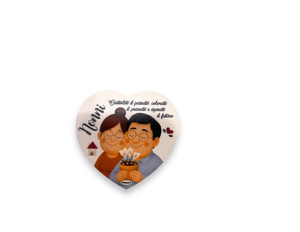 Magnete Cuore calamita nonno nonna nonni In Legno Naturale 7 CM  SPESSORE 4mm festa dei nonni