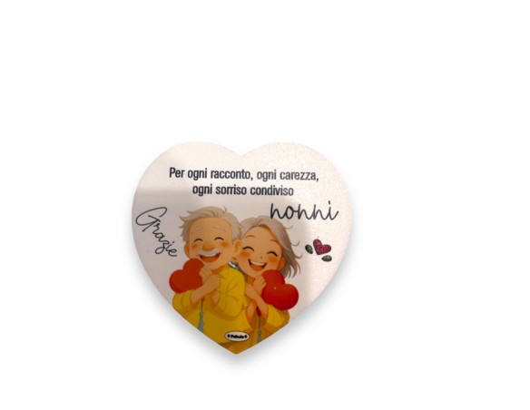 Magnete Cuore calamita nonno nonna nonni In Legno Naturale 7 CM  SPESSORE 4mm festa dei nonni
