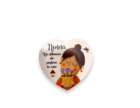 Magnete Cuore calamita nonno nonna nonni In Legno Naturale 7 CM  SPESSORE 4mm festa dei nonni