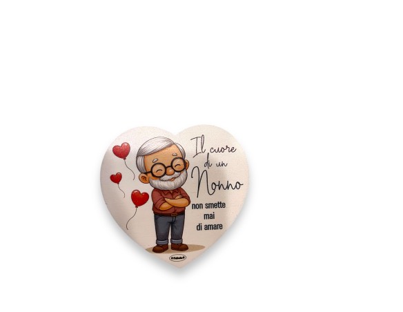 Magnete Cuore calamita nonno nonna nonni In Legno Naturale 7 CM  SPESSORE 4mm festa dei nonni