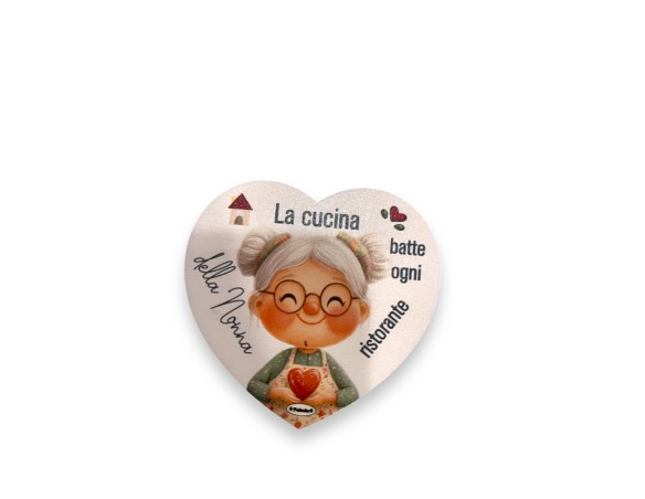 Magnete Cuore calamita nonno nonna nonni In Legno Naturale 7 CM  SPESSORE 4mm festa dei nonni