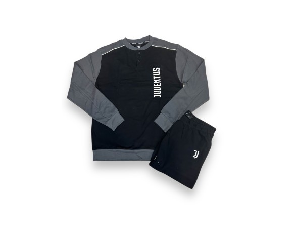 Juventus | PIGIAMA LUNGO IN CALDO COTONE ADULTO juve juventus UFFICIALE 1190 nero o grigio s m l xl xxl