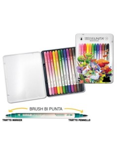 Tinta Unita metal box 12 pennarelli brush bi-punta –...