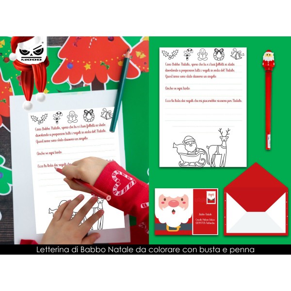 Letterina di Babbo Natale con busta e penna