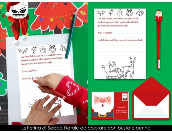 Letterina di Babbo Natale con busta e penna