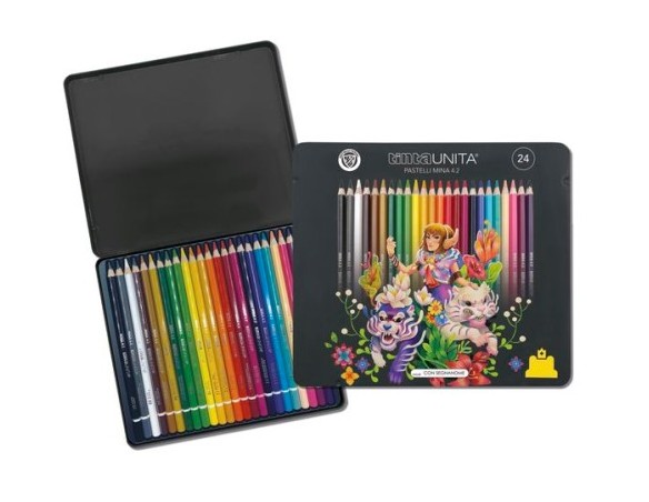 Tinta Unita metal box 24 pastelli – edizione Fraffrog, scatola in metallo