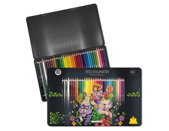 Tinta Unita metal box 36 pastelli – edizione Fraffrog, scatola in metallo