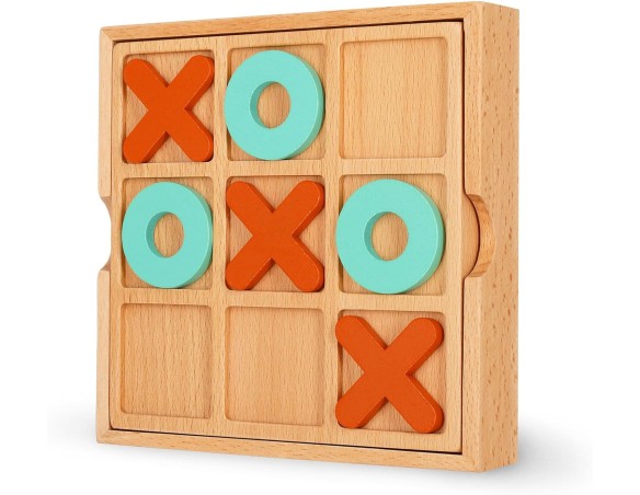 Legami - Tris Tic-Tac-Toe con 10 tessere, Guida al Gioco con Istruzioni inclusa, Tabellone in Legno di Faggio, Tessere in MDF, 