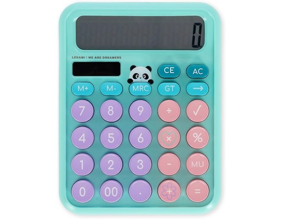 Legami - Calcolatrice da Tavolo Calcoolator, Tema Panda, Calcolatrice Solare a Doppia Alimentazione, a Batteria AAA (non inclus