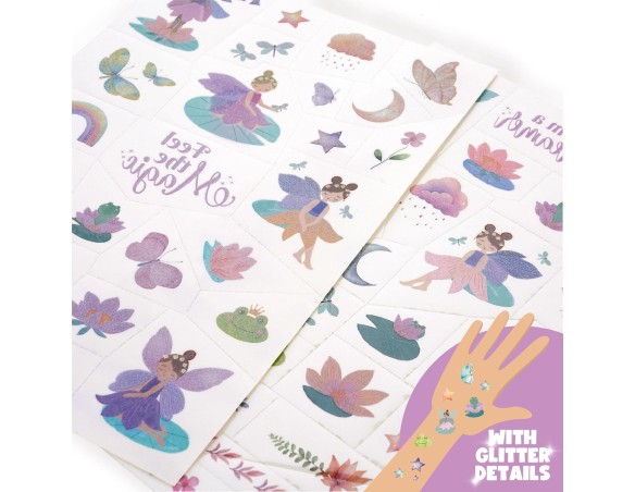 Legami - Tatuaggi Temporanei per Bambini, Tema Fairy, fate Lavabili, Resistenti a Sudore e Acqua, con Dettagli Glitter, facili 