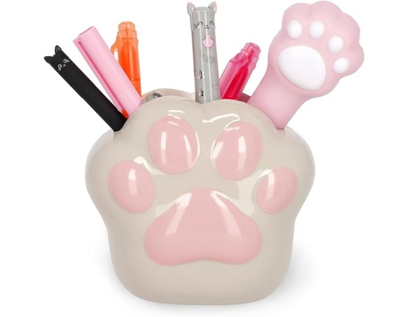 Legami - Portapenne in Ceramica, Desk Friends, Tema Kitty Paw, da Scrivania, Dipinti a Mano, Idea Regalo, Desk Organizer