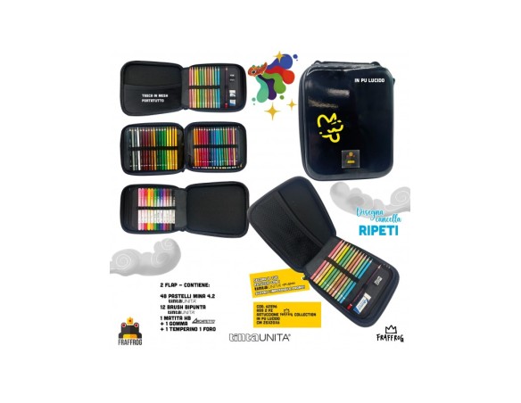 Astuccio big Fraffrog TintaUnita con pastelli, brushpen e omaggio 12 Art Marker