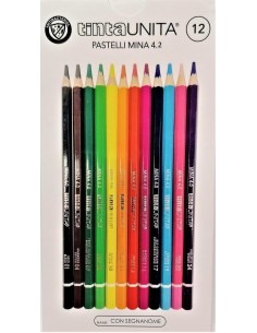 PASTELLI A COLORI DA 12 CON MINA 4.2 mm TINTA UNITA